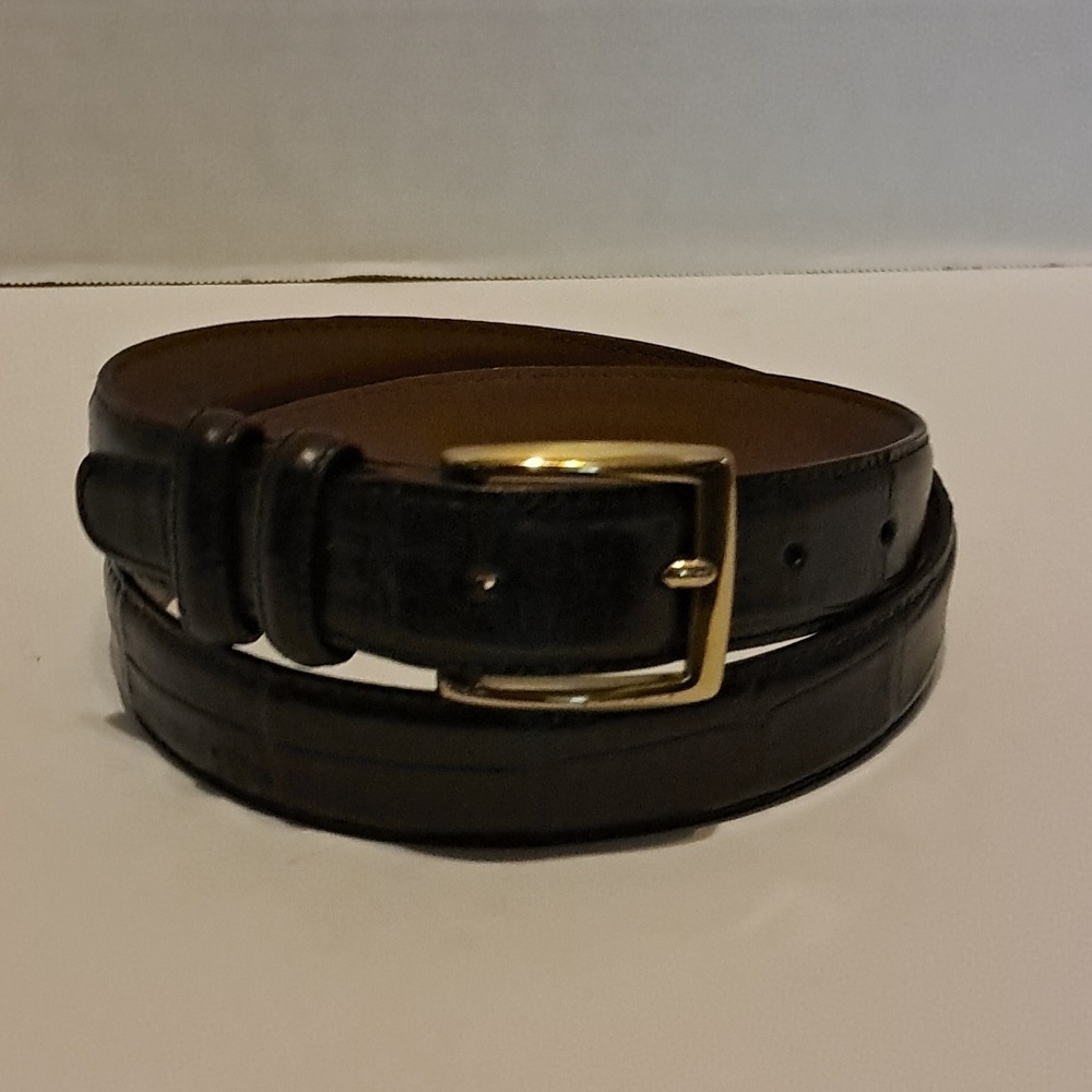 Brighton Men Black Belt Leather Alligator Embossed 32103 Size 34 Preowned